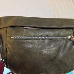 Olive Green Leather Crossbody Bag